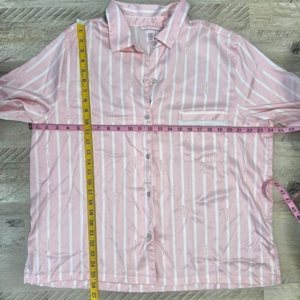 Victoria's Secret Pink Satin Stripe Sleep Shirt Pajama Top XL - Picture 4 of 5